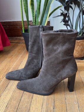 Genuine Suede Brown Ankle Boots